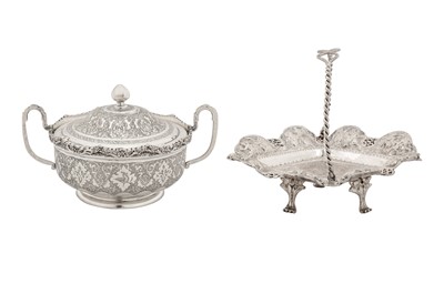 Lot 172 - An early 20th century Persian (Iranian) unmarked silver sweets basket, Kermanshah circa 1930
