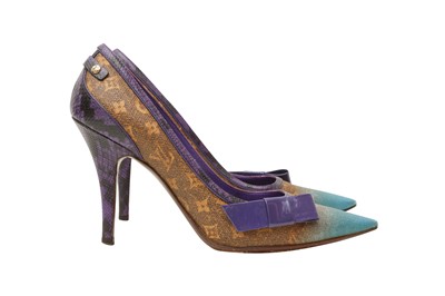 Lot 288 - λ Louis Vuitton Purple Monogram Heeled Pump - Size 37.5