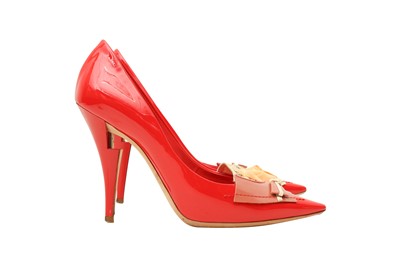 Lot 284 - Louis Vuitton Red Applique Heeled Pump - Size 37.5