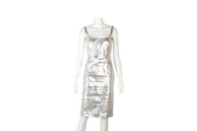 Lot 455 - λ Gianni Versace Silver Python Shift Dress - Size 40