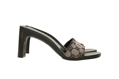 Lot 196 - Gucci Black Monogram Heeled Mule - Size 38