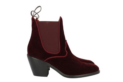 Lot 96 - Chloe Merlot Western Ankle Boot - Size 38.5