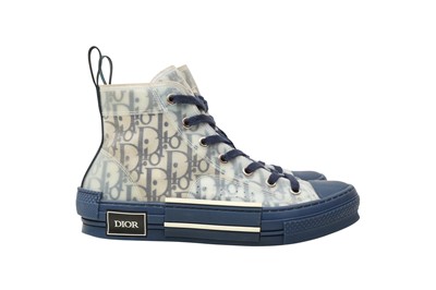 Lot 113 - Christian Dior Bleu B23 Oblique High Top Sneaker - Size 37