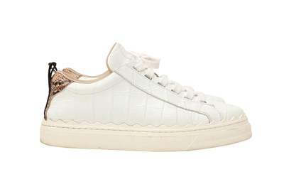 Lot 95 - Chloe White Crocodile Lauren Sneaker - Size 39