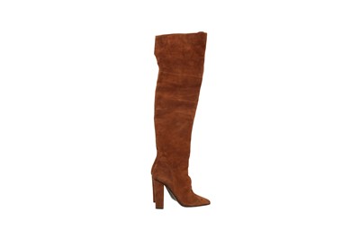 Lot 179 - Giuseppe Zanotti Brown Alabama Thigh High Heeled Boot - Size 39