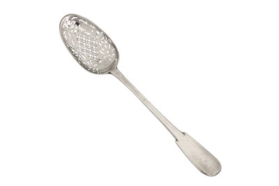 Lot 210 - A Louis XV mid-18th century French provincial silver olive spoon, Saint Omer 1738 by Martin Marie Carpenter
