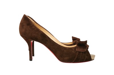 Lot 127 - Christian Louboutin Coffee Madame Butterfly Heeled Pump - Size 37.5