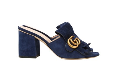Lot 216 - Gucci Blue Marmont Block Heeled Mule - Size 37