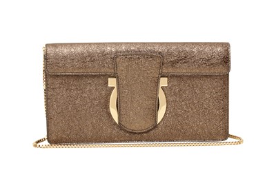 Lot 414 - Salvatore Ferragamo Bronze Thalia Gancini Shouder Bag