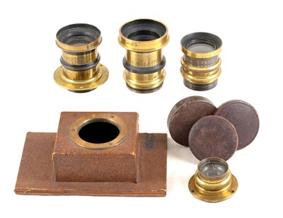 Lot 416 - Four Unnamed f8 Brass Bound Lenses.