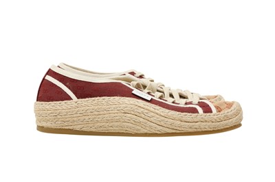 Lot 208 - Gucci Men's Burgundy Monogram Espadrille Sneaker - Size 6.5