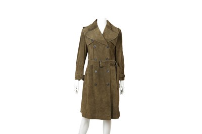 Lot 37 - Burberry Prorsum Khaki Suede Trench Coat - Size 8