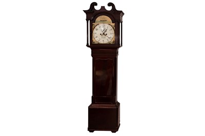 Lot 158 - A GEORGE III MAHOGANY LONGCASE CLOCK BY JAMES ORR OF NEWTOWNARDS, NORTHERN IRELAND