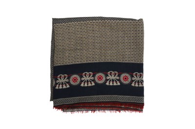 Lot 86 - Chanel Navy Wool Tassel Print Scarf