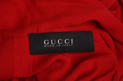 Lot 33 - Gucci Red Silk Pussy Bow Blouse - Size 46