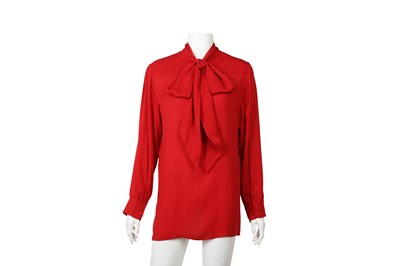Lot 209 - Gucci Red Silk Pussy Bow Blouse - Size 46