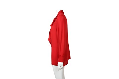 Lot 33 - Gucci Red Silk Pussy Bow Blouse - Size 46