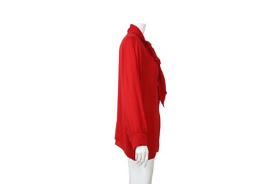 Lot 33 - Gucci Red Silk Pussy Bow Blouse - Size 46