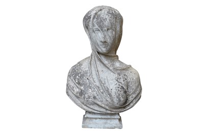 Lot 32 - A 19TH-CENTURY WHITE MARBLE BUST - VEILED VESTAL VIRGIN