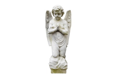 Lot 36 - A MARBLE FIGURE OF A KNEELING PUTTO