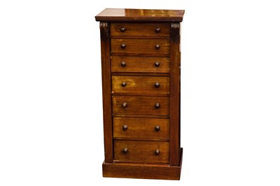 Lot 407 - A VICTORIAN WALNUT WELLINGTON CHEST
