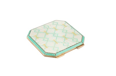 Lot 30 - A George VI sterling silver gilt and guilloche enamel compact, Birmingham 1951 by Albert Carter