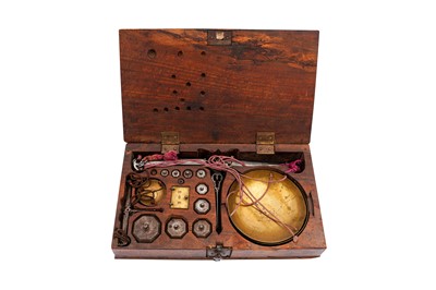 Lot 342 - A PORTABLE MERCHANT'S DOUBLE SCALE SET WITH WEIGHTS