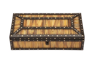 Lot 540 - A 19TH CENTURY PORCUPINE QUILL CASKET