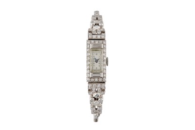 Lot 82 - AN ART DECO DIAMOND COCKTAIL WATCH