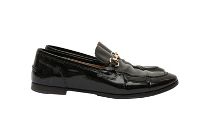 Lot 185 - Gucci Black Jordaan Horsebit Loafer - Size 37.5