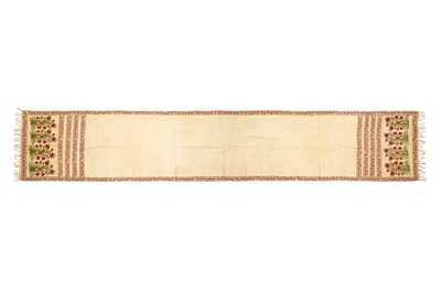Lot 258 - A MUSLIN SASH WITH RED FLOWERS