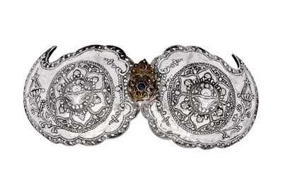 Lot 416 - A LARGE OTTOMAN-REVIVAL WHITE METAL BELT BUCKLE