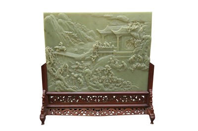 Lot 247 - A VERY LARGE CHINESE HARDSTONE TABLE SCREEN