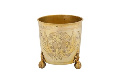 Lot 217 - A late 17th century Norwegian unmarked silver gilt beaker, possibly Bergen circa 1690