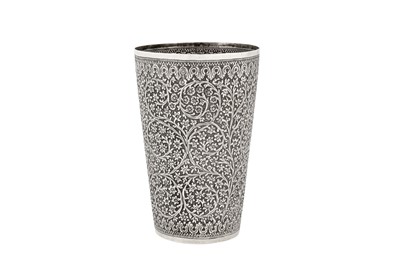 Lot 84 - A late 19th century Anglo – Indian unmarked silver beaker, Kashmir circa 1890