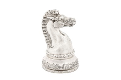 Lot 42 - An Edwardian sterling silver cast stirrup cup, Birmingham 1902 by Thomas Ducrow