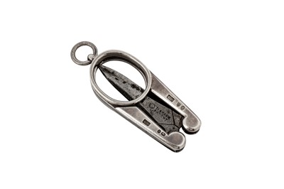 Lot 54 - A cased pair of Victorian travelling or fishing scissors, London 1880 by Louis Dee