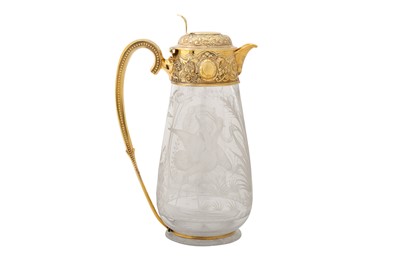 Lot 367 - A good Victorian sterling silver gilt mounted glass claret jug, Sheffield 1879 by William and George Sissons