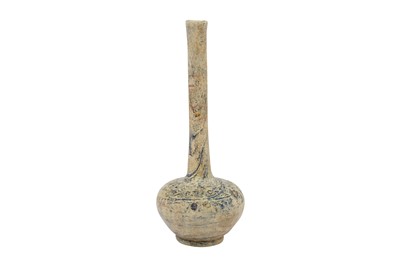Lot 6 - AN ENAMELLED AND GILT MOULD-BLOWN COBALT BLUE GLASS BOTTLE