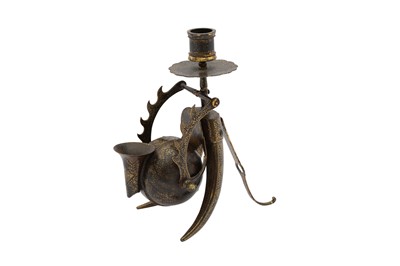 Lot 62 - A GOLD-DAMASCENED (KOFTGARI) STEEL PORTABLE SCRIBE SET
