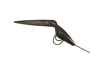 Lot 61 - A PAIR OF SILVER-INLAID KOFTGARI BIRD-SHAPED CALLIGRAPHER'S SCISSORS