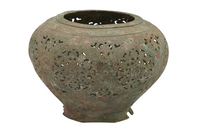 Lot 11 - A BRONZE OPENWORK LANTERN COVER