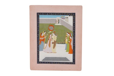 Lot 182 - COURTLY LOVERS STROLLING IN A COURTYARD