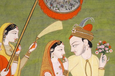 Lot 182 - COURTLY LOVERS STROLLING IN A COURTYARD
