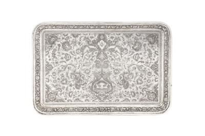 Lot 177 - A mid-20th century Persian (Iranian) silver tray, Isfahan circa 1960 mark of Rasool Parvaresh