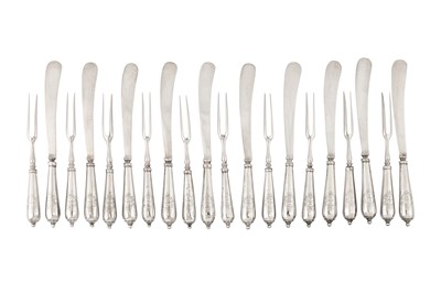 Lot 297 - Ten pairs of George I unmarked silver dessert eaters, probably London circa 1720