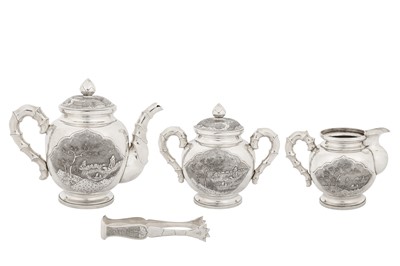 Lot 166 - A mid- 20th century Vietnamese silver three-piece tea service, Hanoi circa 1960