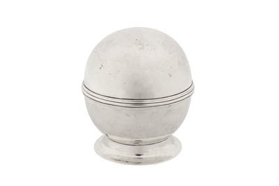 Lot 216 - A late 18th century Danish silver soap ball box, Copenhagen 1771 by Bendix Christensen (born c. 1727, citizenship 1755, d. 1799)