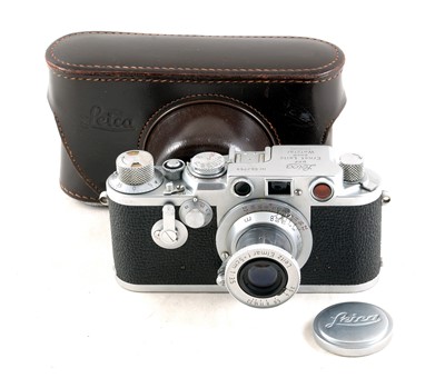 Lot 322 - A Leica Red Dial IIIF Self-Timer & f3.5 Elmar Lens.