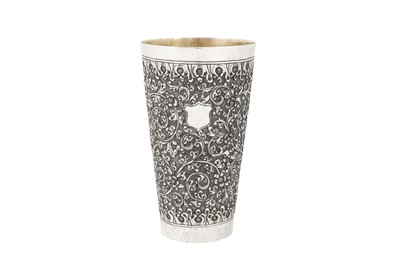 Lot 95 - An early 20th century Anglo – Indian unmarked silver beaker, Cutch circa 1910